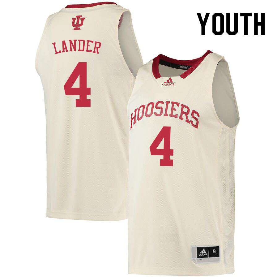 Youth #4 Khristian Lander Indiana Hoosiers College Basketball Jerseys Sale-Cream
